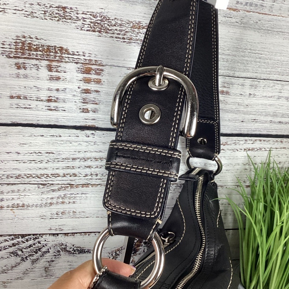 Coach Y2K‎ #13730 Vintage Soho Black Leather  Shoulder Bag with Silver Purse - Picture 6 of 14